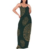 1 Custom Casual Digital Printing V Neck Straps Long Dresses