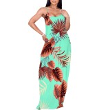1 Custom Casual Digital Printing V Neck Straps Long Dresses