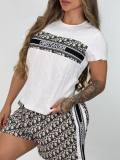 Casual Jacquard Short Sleeve Sports Shorts Set