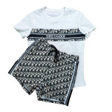 Casual Jacquard Short Sleeve Sports Shorts Set