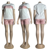 Casual Jacquard Short Sleeve Sports Shorts Set