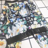 Casual Printed Padded Sleeveless Two Piece Vest Swimsuits