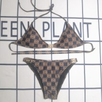 Casual Printed Padded Halter Backless 2 Pcs Bikini Swimwear