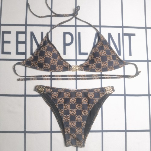 Casual Printed Padded Halter Backless 2 Pcs Bikini Swimwear