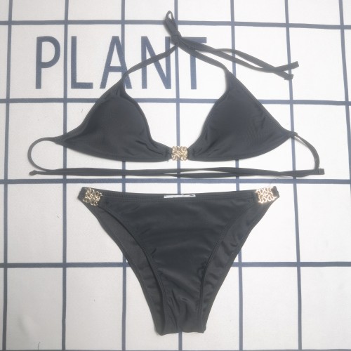 Casual Printed Padded Halter Backless 2 Pcs Bikini Swimwear