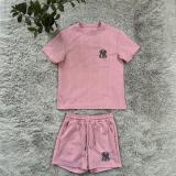 Solid Knitted Jacquard Summer Round Neck Pullover Shorts Sportswear Set