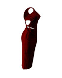 Casual Single Shoulder Drawstring Vest & Long Skirts