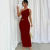 Casual Single Shoulder Drawstring Vest & Long Skirts