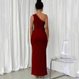 Casual Single Shoulder Drawstring Vest & Long Skirts