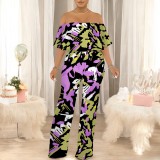 1 Custom Casual Digital Printing Off Shoulder One Piece Jumpsuits