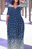 1 Custom Casual Digital Printing 3/4 Sleeve Plus Size Maxi Dresses