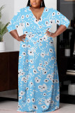 1 Custom Casual Digital Printing 3/4 Sleeve Plus Size Maxi Dresses