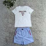 Summer Cotton Embroidery Solid Color Short Sleeve Two-piece Short Set