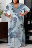 1 Custom Casual Digital Printing 3/4 Sleeve Plus Size Maxi Dresses