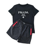Summer Cotton Embroidery Solid Color Short Sleeve Two-piece Short Set