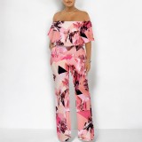 1 Custom Casual Digital Printing Off Shoulder One Piece Jumpsuits