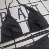 Casual Printed Padded Straps Backless Bikini Swimwears
