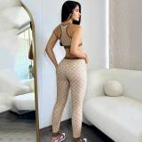 Summer Fashion Striped Soft Fitness Sports Sleeveless Vest Trousers Set