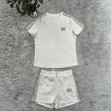 Summer Hot Drilling Ribbon Short Sleeve Short Set with Pocket