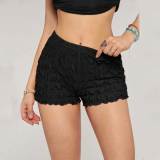 Summer Fashion Textured Knit Slim Low Waist Shorts For Women