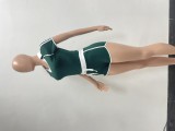Casual Sports High Elastic Yoga Striped V-neck Two-piece Shorts Set