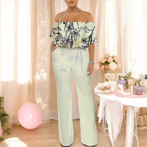 1 Custom Casual Digital Printing Off Shoulder One Piece Jumpsuits