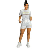 Summer 2025 Fashion Embossed Embroidery High-end Two-piece Short Set