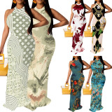 1 Custom Casual Digital Printing Sleeveless Long Dresses