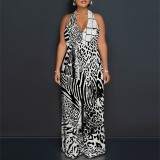 1 Custom Casual Digital Printing Halter Backless One Piece Jumpsuits