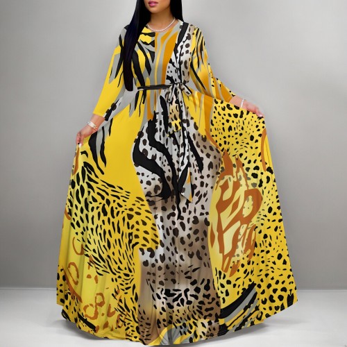 1 Custom Casual Digital Printing 3/4 Sleeve Long Dress