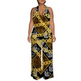 1 Custom Casual Digital Printing Halter Backless One Piece Jumpsuits