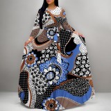 1 Custom Casual Digital Printing 3/4 Sleeve Long Dress