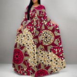 1 Custom Casual Digital Printing 3/4 Sleeve Long Dress