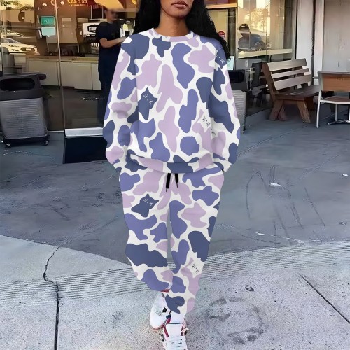 1 Custom Casual Digital Printing Long Sleeve Sweatshirts Pant Set