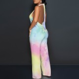 1 Custom Casual Digital Printing Halter Backless One Piece Jumpsuits