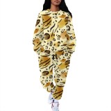 1 Custom Casual Digital Printing Long Sleeve Sweatshirts Pant Set