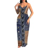 1 Custom Casual Digital Printing Straps Maxi Dress