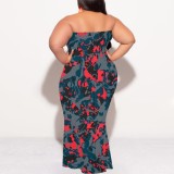 1 Custom Casual Digital Printing Strapless Plus Size Maxi Dress