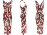 Women's Sleeveless Bodycon Striped Printed Party Long Maxi Dress
