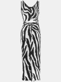 Women's Sleeveless Bodycon Striped Printed Party Long Maxi Dress
