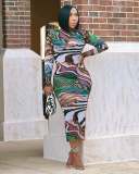 Sexy Printed Painted Slim Bodycon Mid Dresses