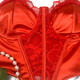 Sexy Corsets Red Bustier Boneless Push Up Crop Tops Bra Backless Camis Vest