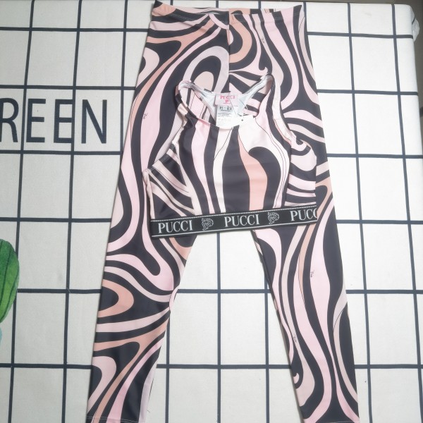 Casual Printed Padded Sleeveless Vest Trousers Two Piece Swimwear Set
