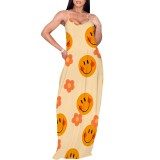 1 Custom Casual Digital Printing Straps V Neck Maxi Dress