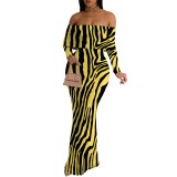 1 Custom Casual Digital Printing Off Shoulder Evening Dresses