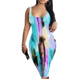 1 Custom Casual Digital Printing Sleeveless U Neck Midi Dresses