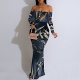 1 Custom Casual Digital Printing Off Shoulder Evening Dresses