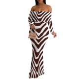 1 Custom Casual Digital Printing Off Shoulder Evening Dresses