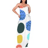 1 Custom Casual Digital Printing Straps V Neck Maxi Dress
