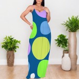 1 Custom Casual Digital Printing Straps V Neck Maxi Dress